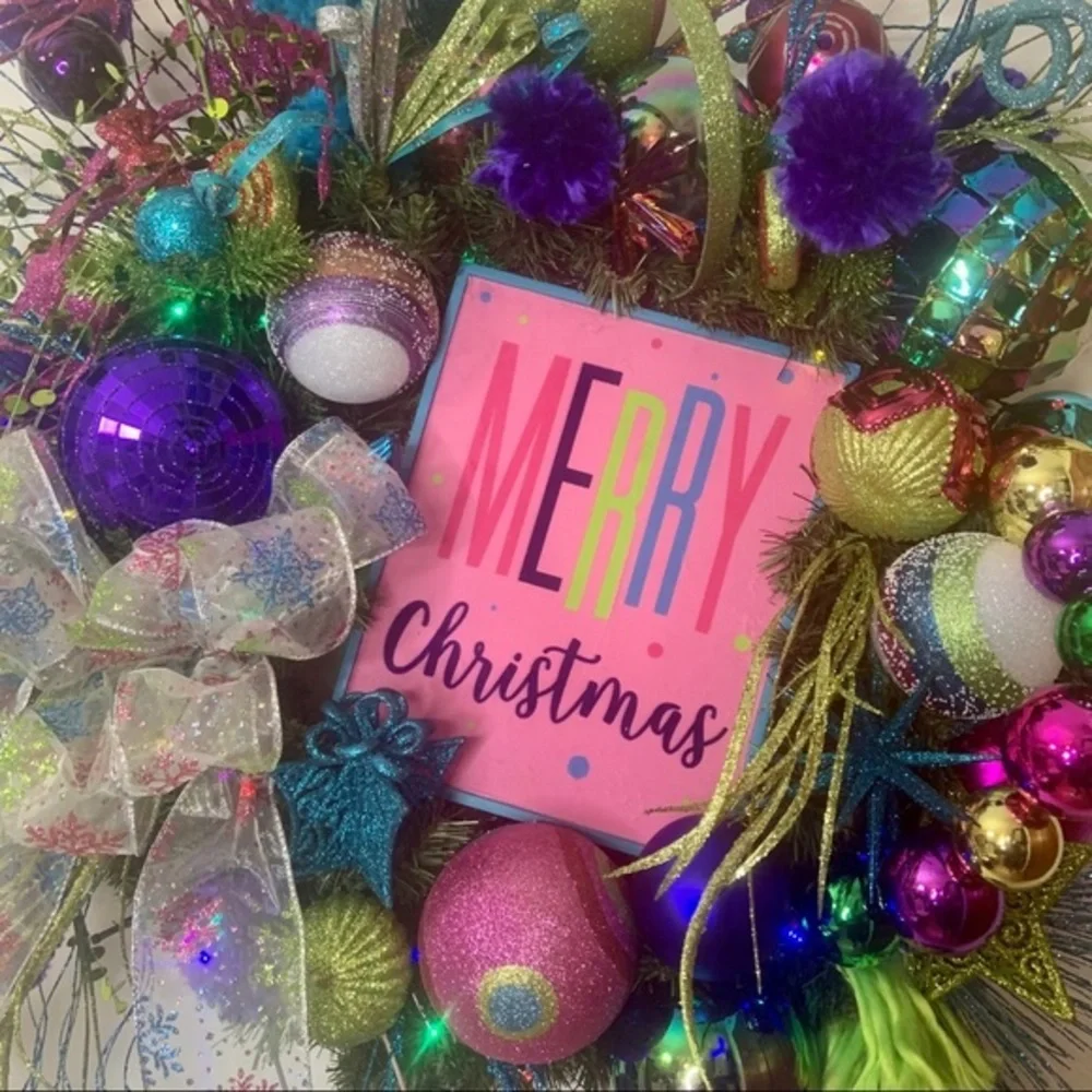 New Colorful Whimsical Unique Christmas Wreath
